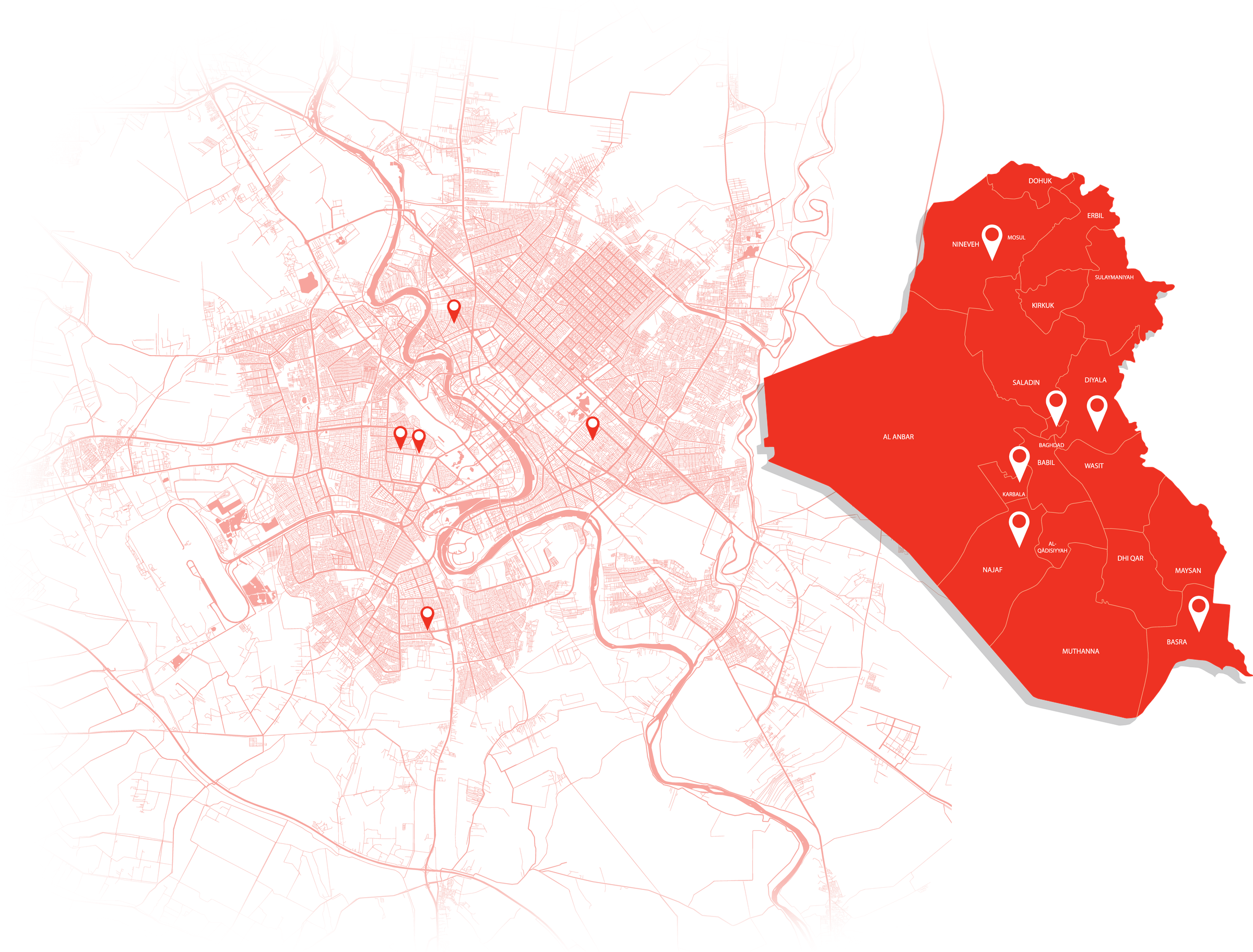 Map of Iraq showing Al-Qand Exchange Company's location in Baghdad